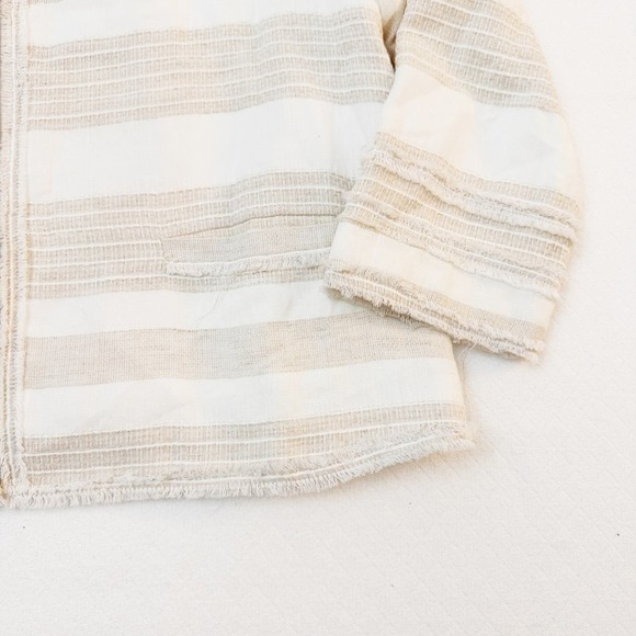 Greylin Joselyn Striped Jacket Fringe Detail Cream Size L - Picture 2 of 7